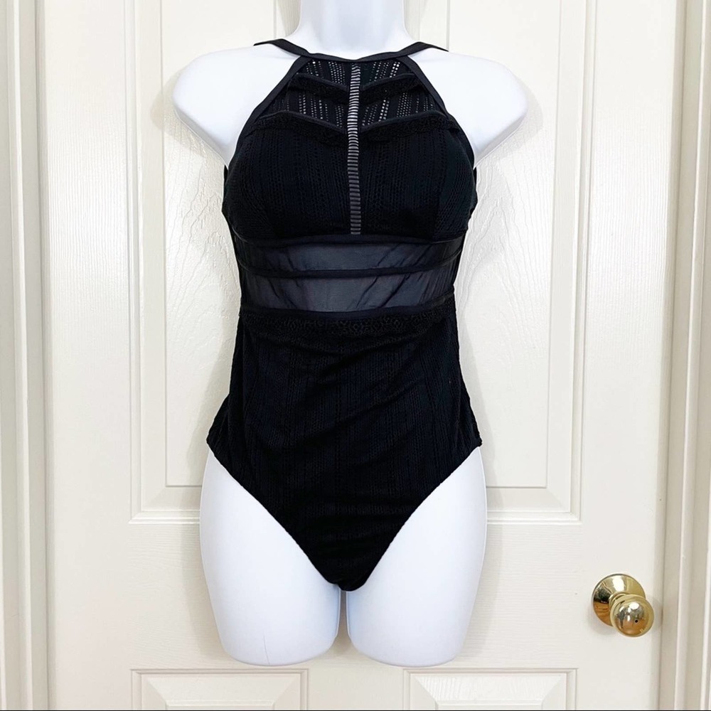 AFRIEL & TABBRIS High Neck Laser Cut Out One Piece Swimsuit Size 6